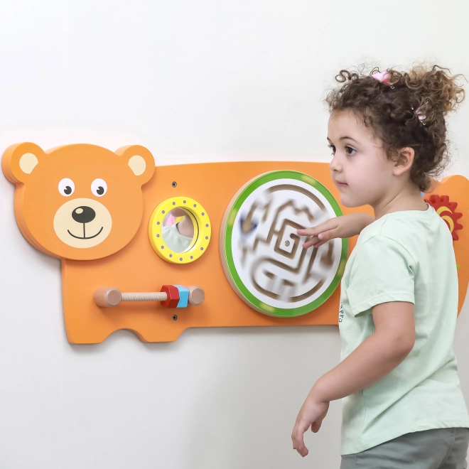Drewniana sensoryczna tablica ścienna - miś