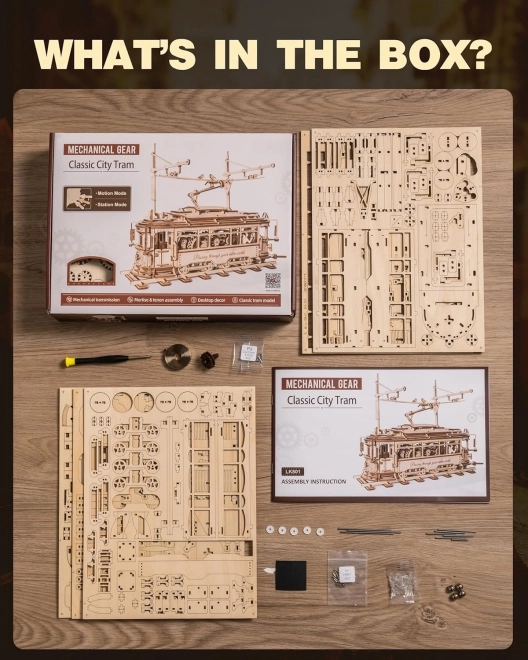RoboTime 3D drewniane mechaniczne puzzle Tramwaj