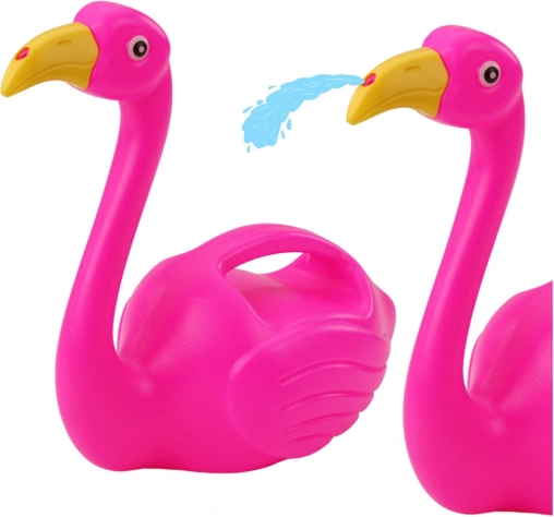 Dziecięca różowa plastikowa konewka w kształcie flaminga