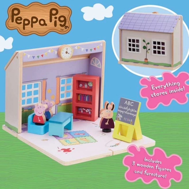 Świnka Peppa drewniana szkoła - zabawka