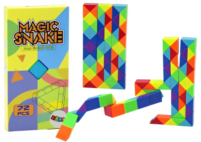 Bloky Puzzle gra Edukacyjny wąż Kolorowy 72 elem.