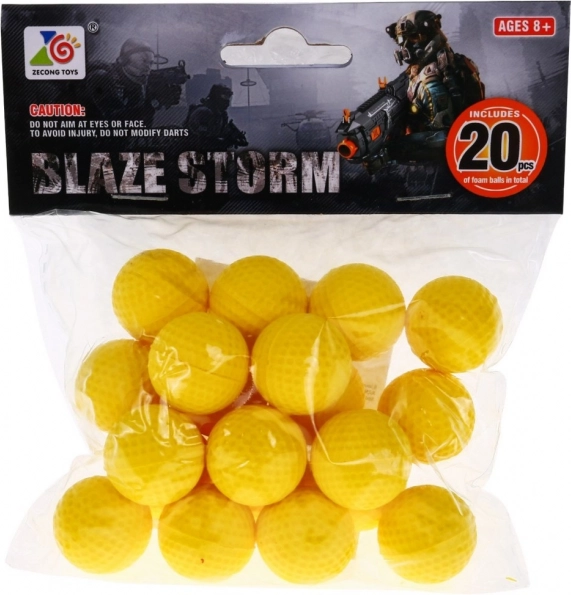 Zestaw 20 piankowych kulek Amunicja do pistoletów i karabinów Blaze Storm dla dzieci 8+