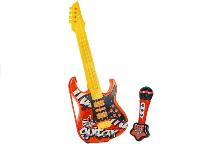 Dziecięca gitara elektryczna z mikrofonem – czerwona