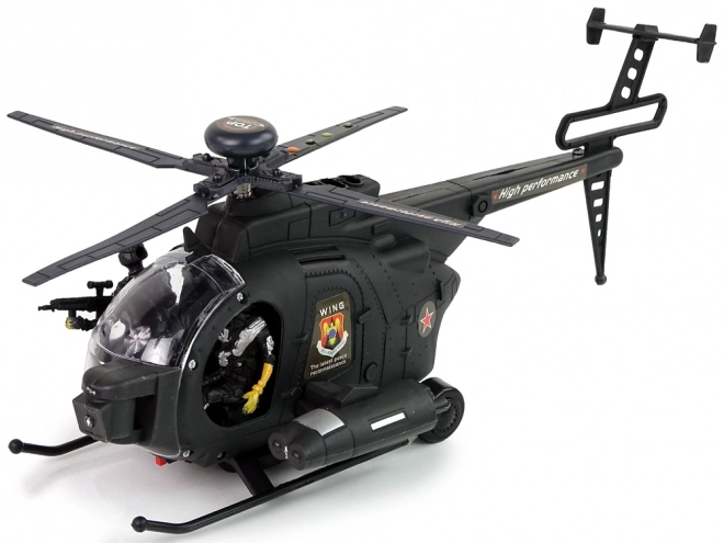 Wojskowy helikopter ze skrzydłami i efektami świetlnymi na baterie