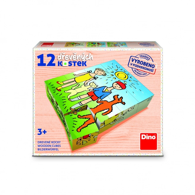 Drewniane klocki Piesek i kotek – 12 klocków