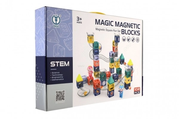 Magnetyczna kulodrom z figurkami plastowymi 102 elementy w pudełku 49x35x9cm