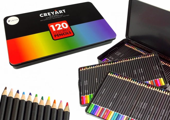 Zestaw 120 artystycznych kredek w metalowym etui