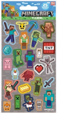 naklejki Minecraft szare, 25 szt.