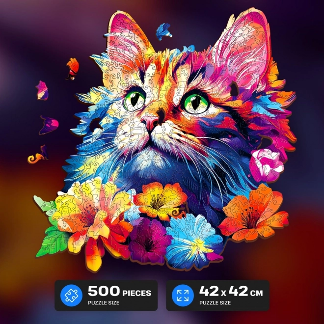Drewniane Puzzle Kot 500 Elementów