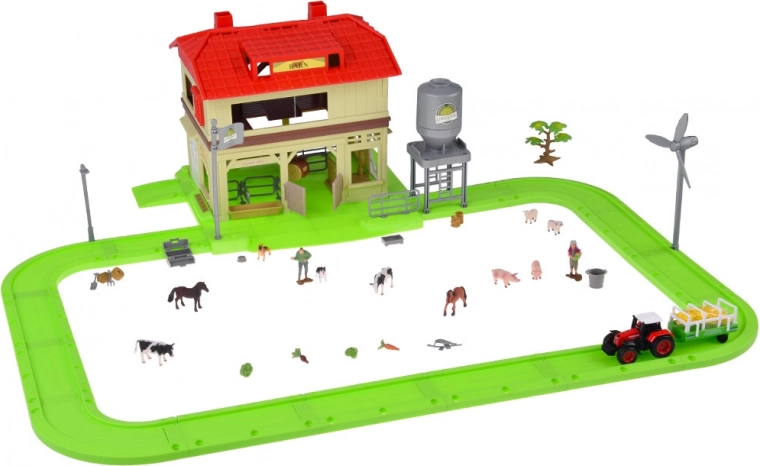 Traktor z przyczepą i figurki zwierząt