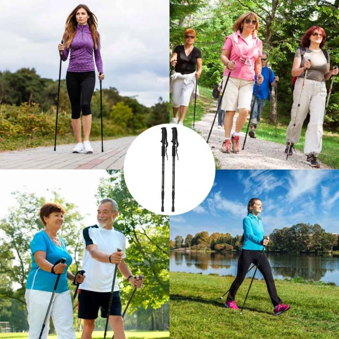 Składane kije trekkingowe Nordic Walking, czarne, 2 sztuki