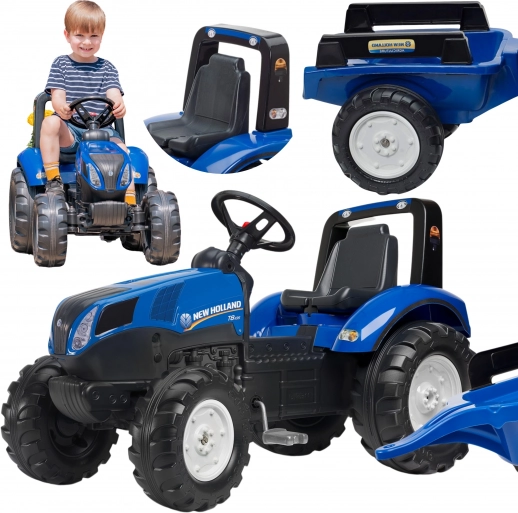 Traktor na pedały NEW HOLLAND z przyczepą dla dzieci od 3 lat