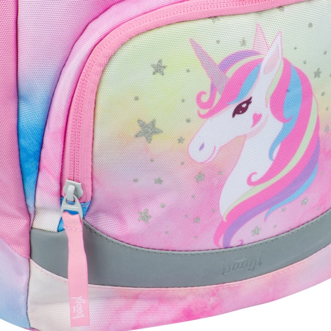 ZESTAW BAAGL 3 Airy Rainbow Unicorn: tornister, piórnik, worek