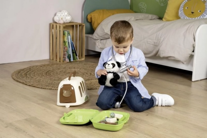 Weterynaryjny zestaw z panda i pudełkiem transportowym 2w1