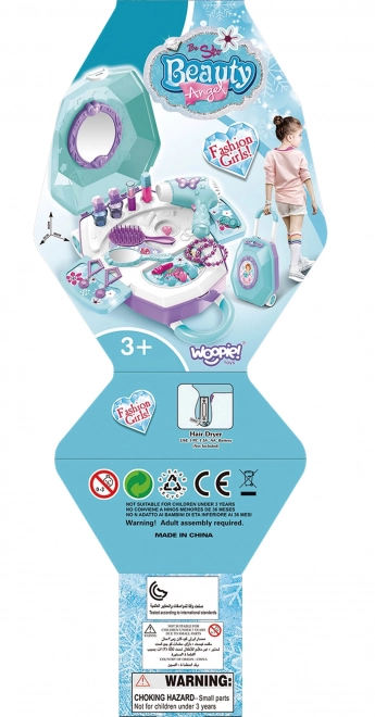 Toaletka dla dziewczynek 2w1 Piękny salon WOOPIE w walizce