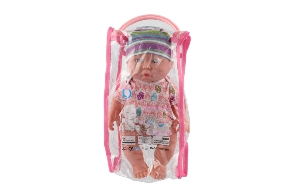 Lalka/miminko solidne ciało plastik 25 cm na baterie z dźwiękiem 3 rodzaje w plastikowej torebce 13x28x7cm