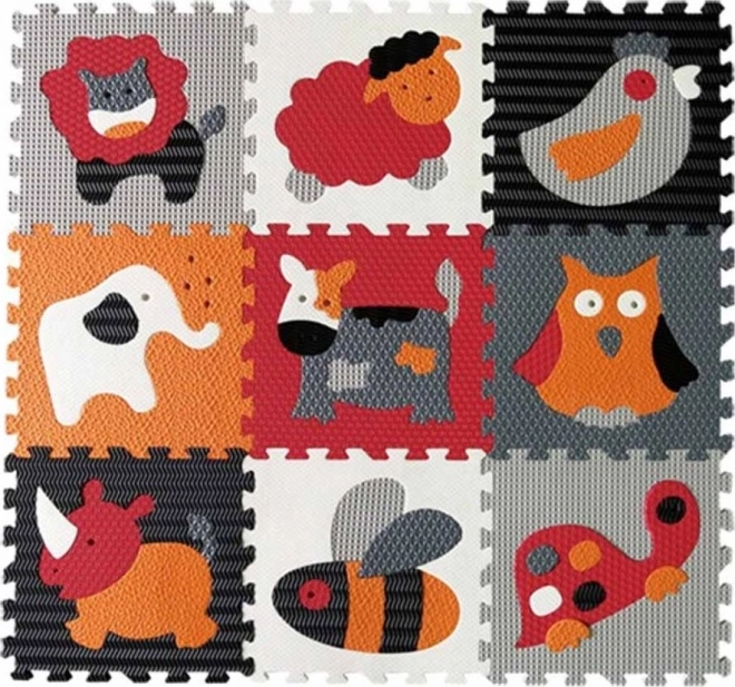BABY GREAT piankowe puzzle Zwierzęta szare-czerwone SX (30x30)