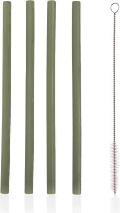 Silikonowa słomka 4 szt., Forest Green