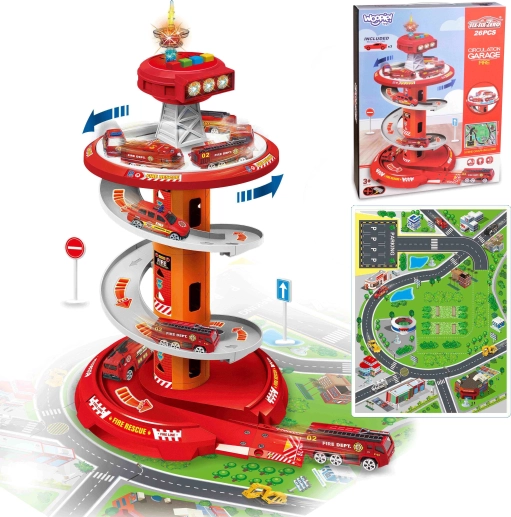 Woopie spiralny parking strażacki z torem i 3 autkami