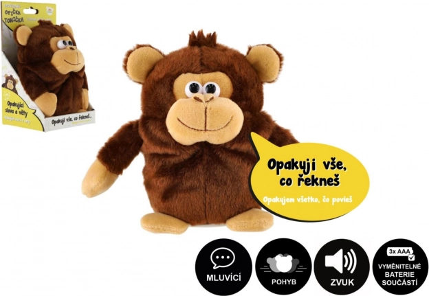 Pluszowa małpka Tonička powtarzająca zdania 18 cm z dźwiękiem