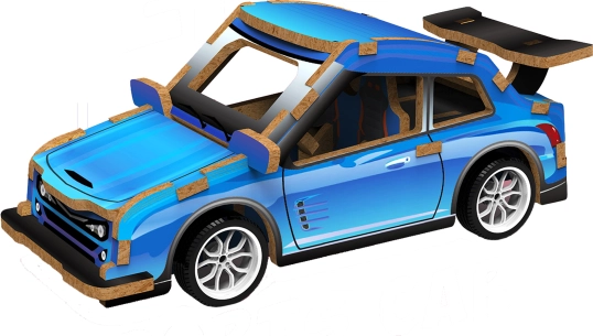 3D puzzle Wyścigowe auto drewno