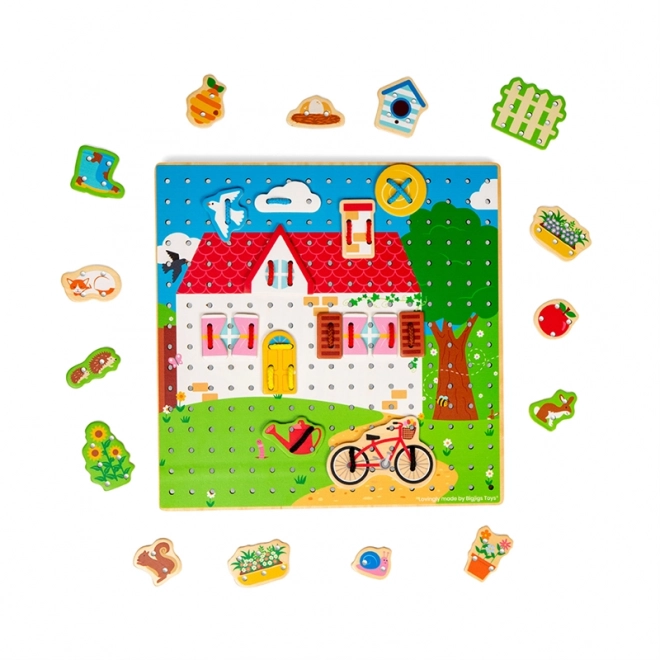 Bigjigs Toys Deska do przewlekania Domek