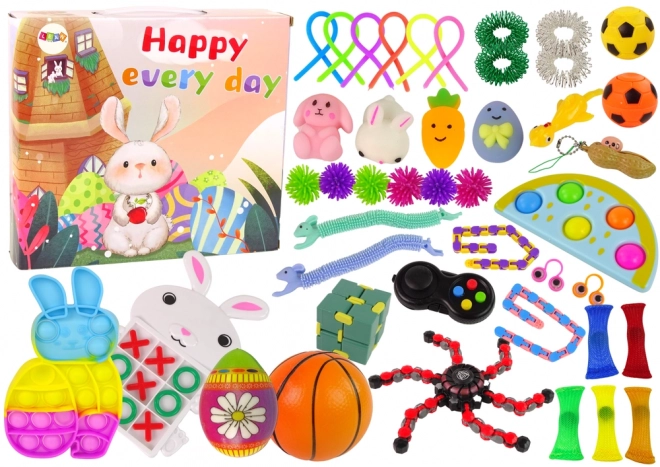 Wielkanocne Zabawki Fidget Pop It Squishy Antystresowy Zestaw 42 elementów