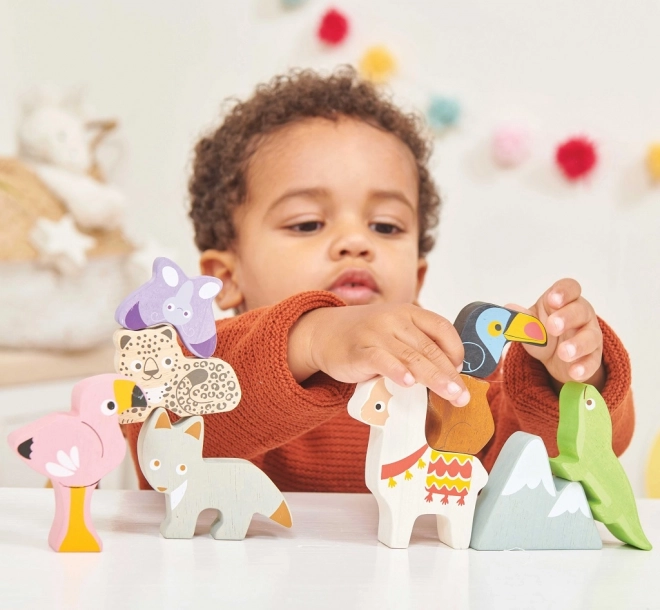 Balansująca wieża La Toy Van Petilou - zwierzęta z zoo