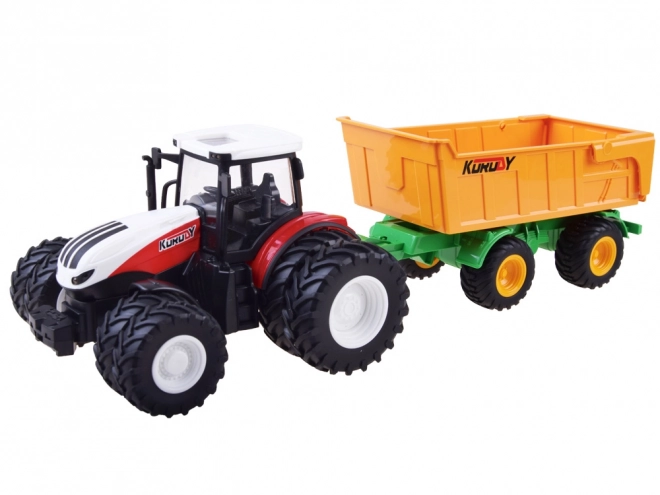 Zdalnie sterowany traktor z gumowymi kołami + przyczepa RC0601