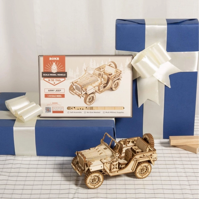 Wojskowy Jeep - 3D drewniane puzzle