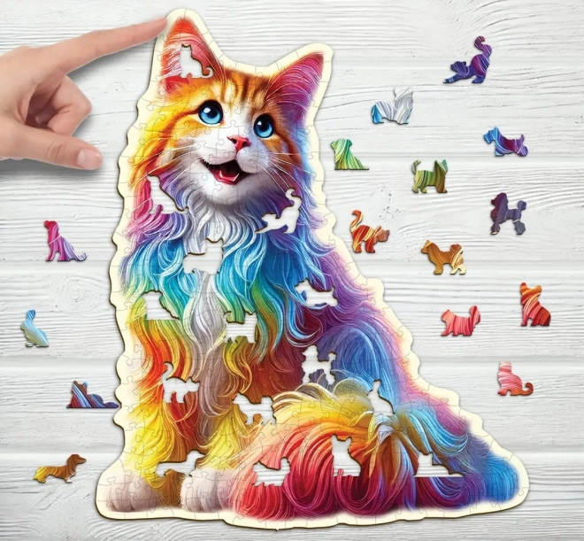 Drewniane puzzle Kolorowy kot 250 elementów