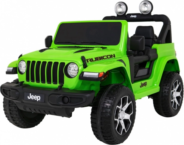 JEEP Wrangler Rubicon elektryczny samochodzik dla dzieci, zielony, 12 V, koła EVA, zdalne sterowanie, MP3, LED