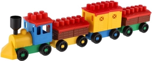 Kolorowy pociąg z trzema wagonikami