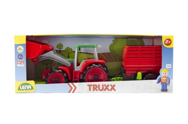 Auto Truxx traktor ładowacz z przyczepą na siano z figurką w pudełku 53x19x16cm 24m+