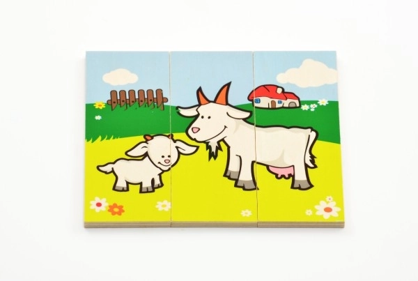 Puzzle Moje pierwsze zwierzątka drewniane 18 elementów dla najmłodszych w pudełku 13x11,5x4,5cm 12m+ MPZ