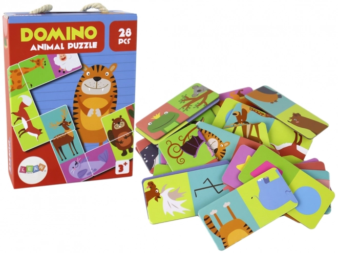 Gra układanki Dwustronne domino ze zwierzętami - 28 elementów