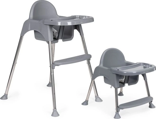 ECOTOYS Krzesełko do karmienia 2w1 szare