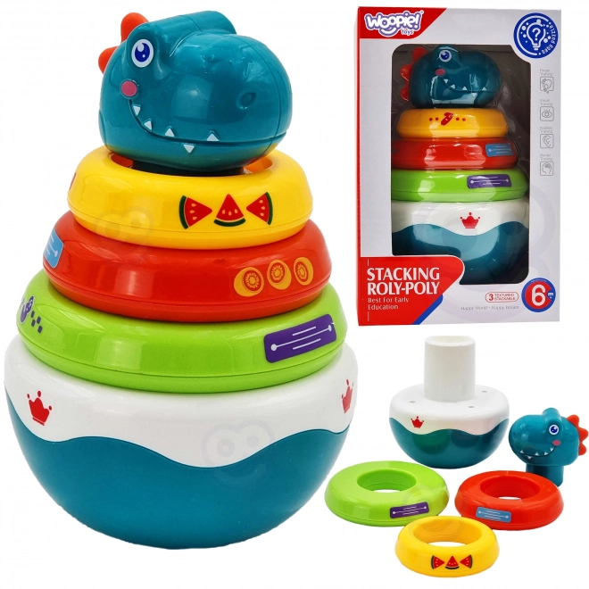 Woopie Dziecięca zabawka sensoryczna Dino stos dla niemowląt