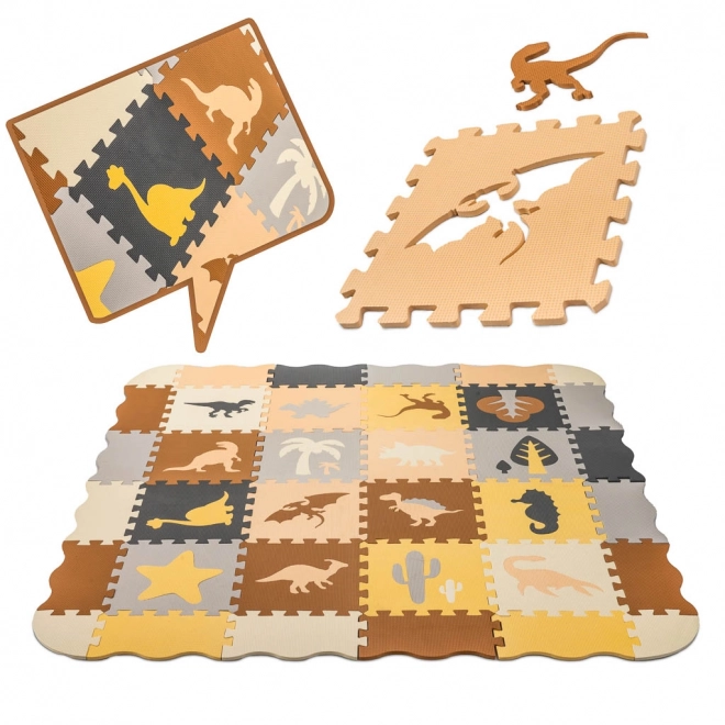 Piankowe puzzle z dinozaurami i kojcem - 36 części