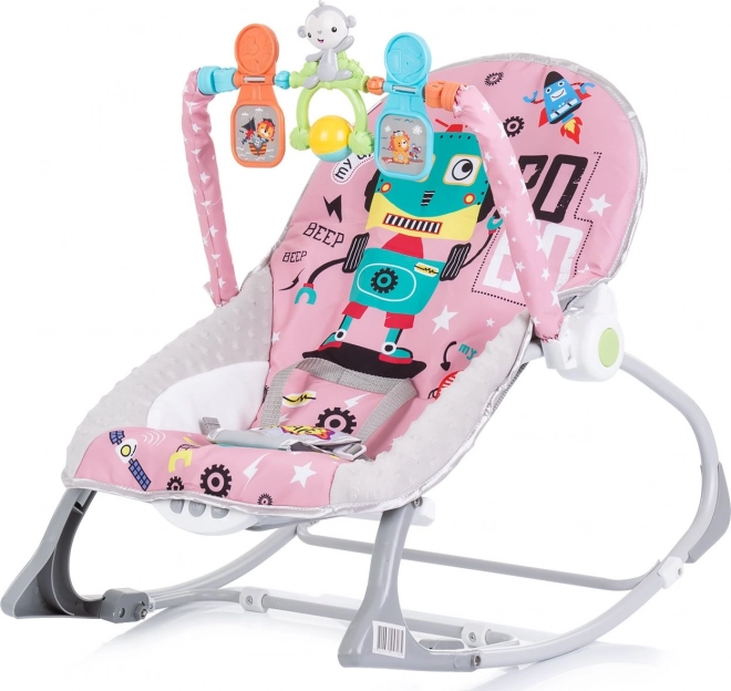 CHIPOLINO Leżaczek dla niemowląt wibrujący 2w1 Baby Spa Różowy
