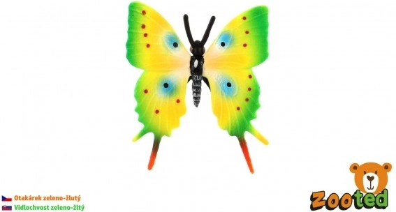Plastowy motyl paź królowej zielono‑żółty 5,5 cm