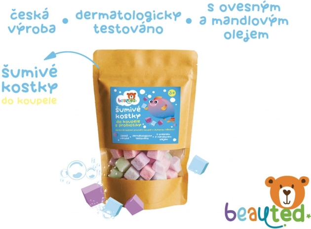 Musujące kostki do kąpieli z probiotykami w zamykanej saszetce