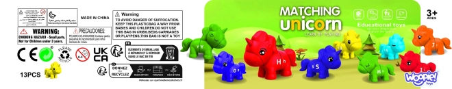 Woopie Montessori jednorożce - zestaw edukacyjny Dopasuj Literki