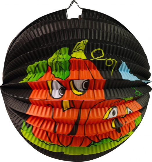 Czarny halloweenowy lampion z motywem dyni 25 cm
