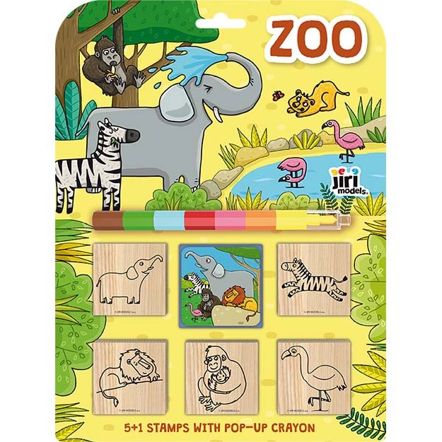Zestaw pieczątek ZOO z kredką woskową