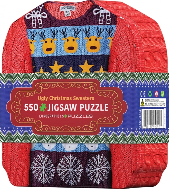Świąteczne swetry Puzzle w metalowym pudełku 550 elementów