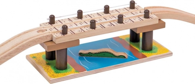 drewniany most safari z krokodylem Bigjigs Rail