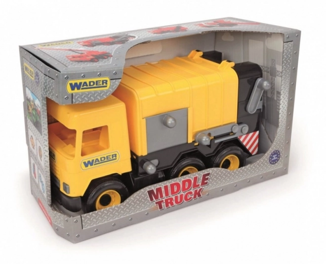 Żółty śmieciarka 42 cm Middle Truck w pudełku