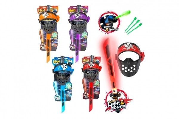 Zestaw ninja miecz + maska + strzałki z dźwiękiem i światłem