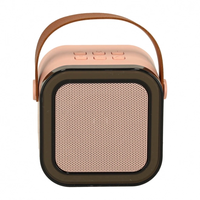 Zestaw karaoke 2 mikrofony + przenośny głośnik BLUETOOTH USB LED różowy